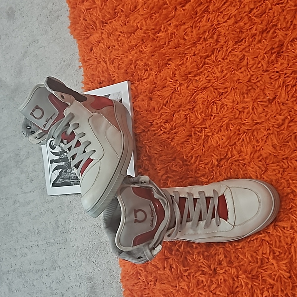 Ferragamo men sneakers! Gray/burgundy 11D